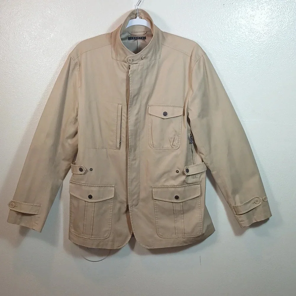 Theory Men’s Tan Zaken Raleigh Safari Jacket in tan size Large